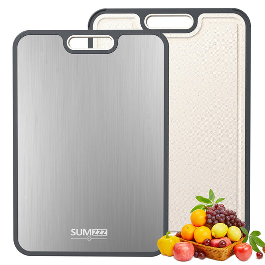 Titanium Cutting Board for Kitchen, Cutting Board Double Sided Food Grade, Pure Titanium/PP, Easy to Clean Large Size 15”×10.3”