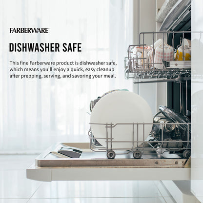 FARBERWARE Large Cutting Board, Dishwasher- Safe Plastic Chopping Board for Kitchen with Easy Grip Handle, 11in by 14in, White